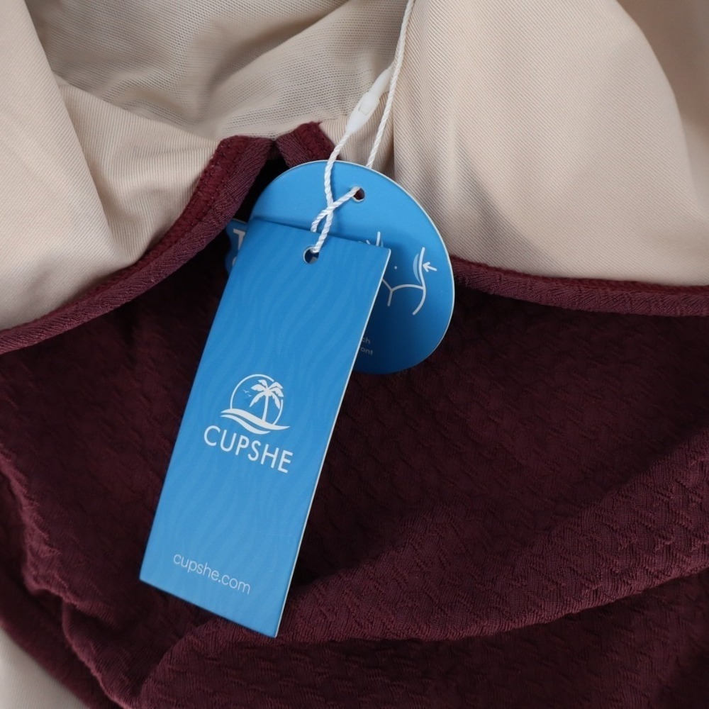 Cupshe Plum Plunging Tummy Control One Piece Swimsuit Womens M‎ Purple Stretch - Picture 6 of 11